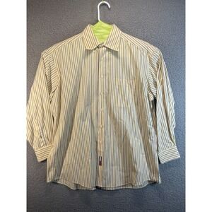 Tommy Hilfiger Men's Blue Striped Button-Down Shirt Regular Fit‎ 16-1/2 32-33